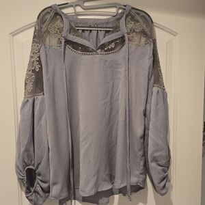 Elegant Gray Lace Women's Top